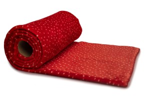Minky Plush Drukowany Kropki na czerwonym