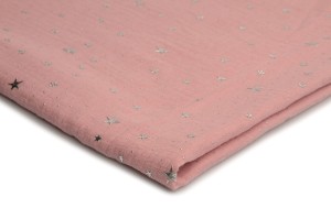 Muselina con estrellas plateadas, Rosa sucio