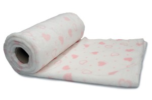 Minky Plush Drukowany Serduszka Jasny róż