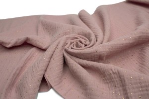 Mousseline met gouden stippen, Vies roze 