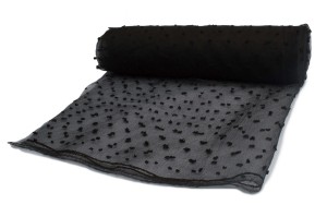 Organza haftowane kropki Czarny