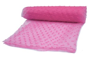 Organza haftowane kropki Fuksja