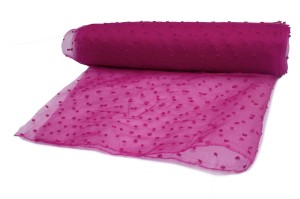 Organza haftowane kropki Amarant