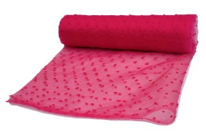 Organza haftowane kropki Malinowy