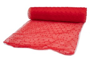 Organza haftowane kropki Czerwony