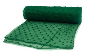 Organza haftowane kropki Leśny zielony