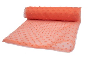 Organza haftowane kropki Pomarańcz