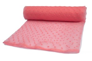 Organza haftowane kropki Koral