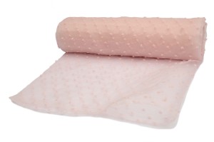 Organza haftowane kropki Jasny róż