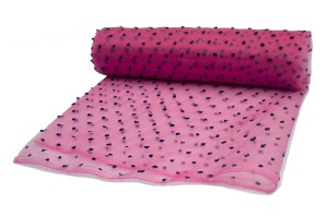 Organza haftowane kropki Różowy/Granat