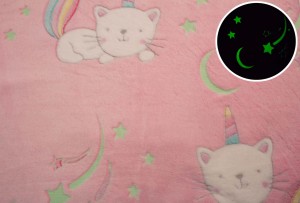 Minky Plush świecący w ciemności, Tęczowy kotek