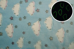 Minky Plush świecący w ciemności, Chmurki