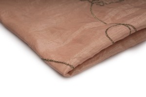 Tafta Haftowana Kwiaty Pudrowy Róż