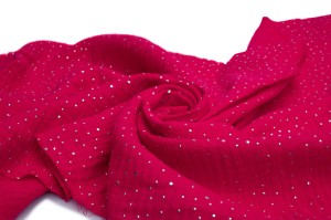  Mousseline de coton à pois argentés, Fuchsia