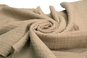 Cotton Muslin with silver dots, Café late