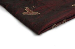 Tafta Haftowana Motylki Bordo