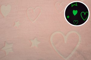 Minky Plush świecący w ciemności, Serca Róż