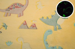 Minky Plush świecący w ciemności, Dinozaury Żółty