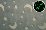 Minky Plush świecący w ciemności, Gwiazdy i księżyc na szarym