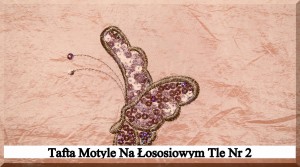 Tafta Haftowana Motylki Łosoś